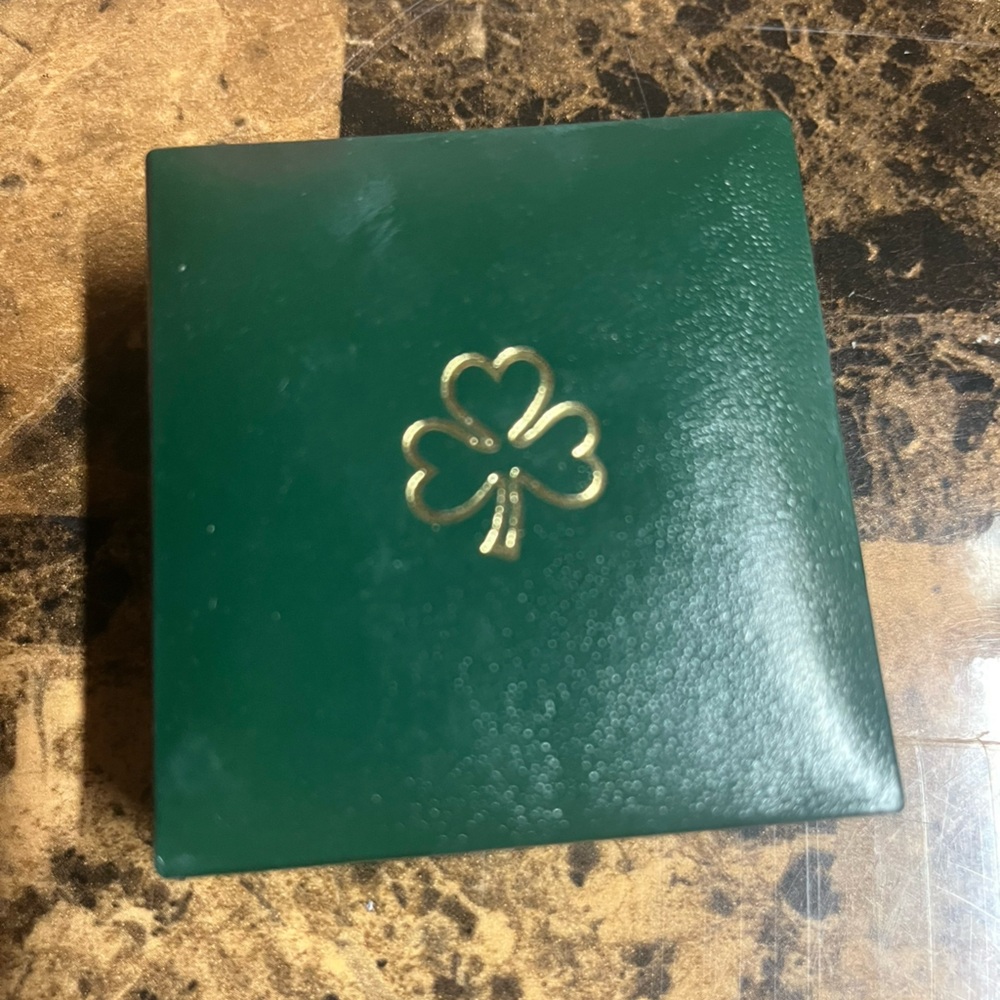 Green Box with Gold Clover Accent